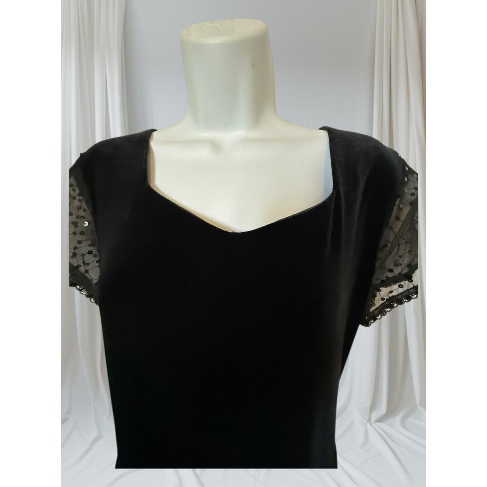 Vintage Sheri Martin NY Black Velvet & Sequin Dress - Size 12150 - Picture 5 of 9